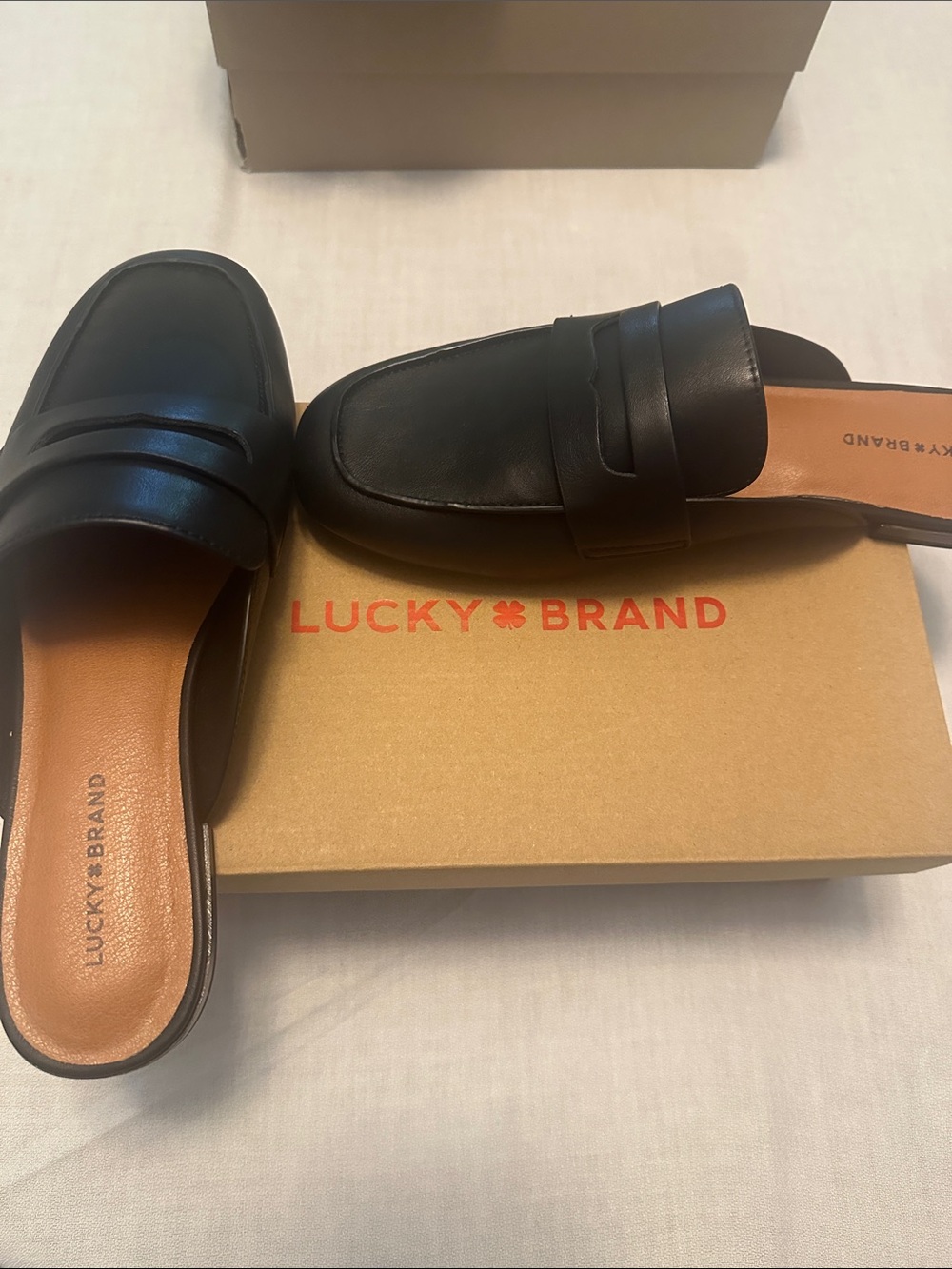 Lucky Brand Black Leather Mule Clogs